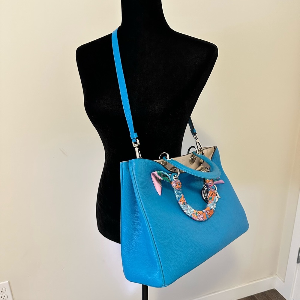 Christian Dior Diorissimo Tote Large Blue Leather - Picture 8 of 16